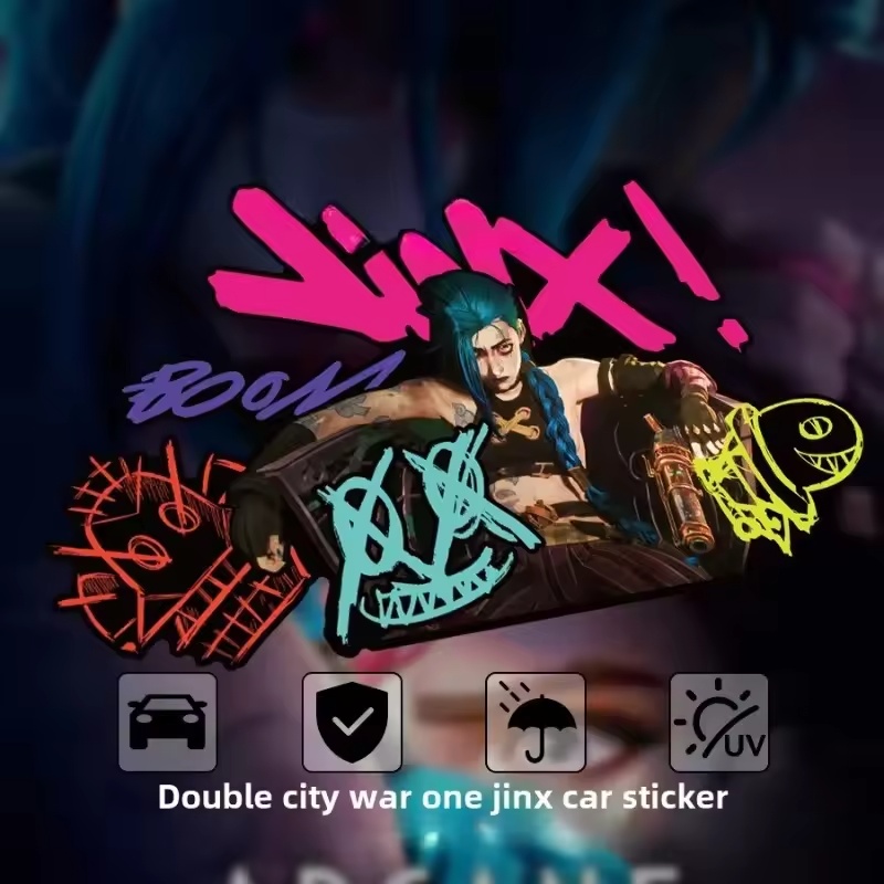 Car Accessories Outside - Arcane Jinx Graffiti Reflective Car Sticker