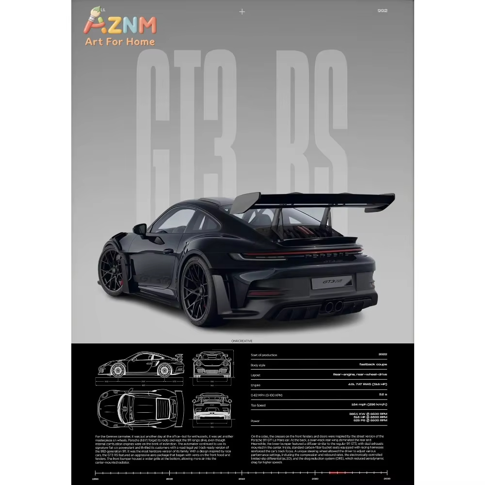 1pc Minimalist 911 GT3-RS 718  - Car Accessories Inside ulasan dan harga