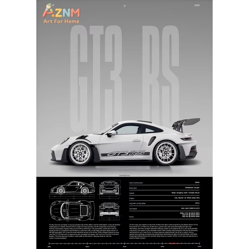 1pc Minimalist 911 GT3-RS 718  - Car Accessories Inside ulasan dan harga
