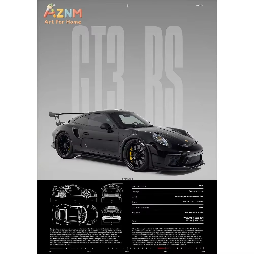 1pc Minimalist 911 GT3-RS 718  - Car Accessories Inside ulasan dan harga