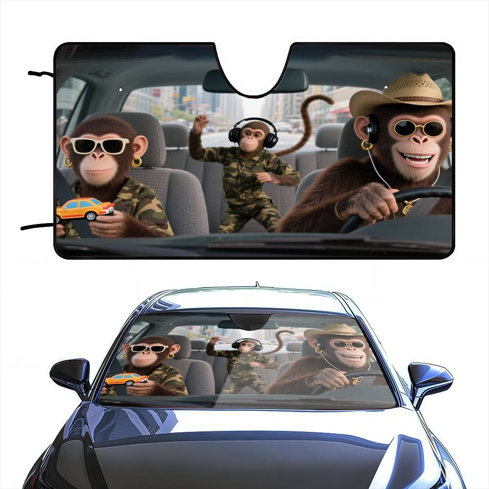 Funny Monkey Driver Car Sunsha - Car Accessories Outside ulasan dan harga