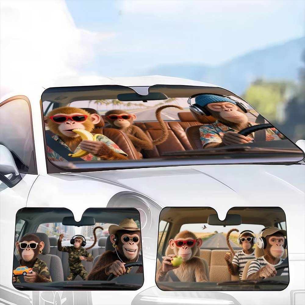 Funny Monkey Driver Car Sunsha - Car Accessories Outside ulasan dan harga