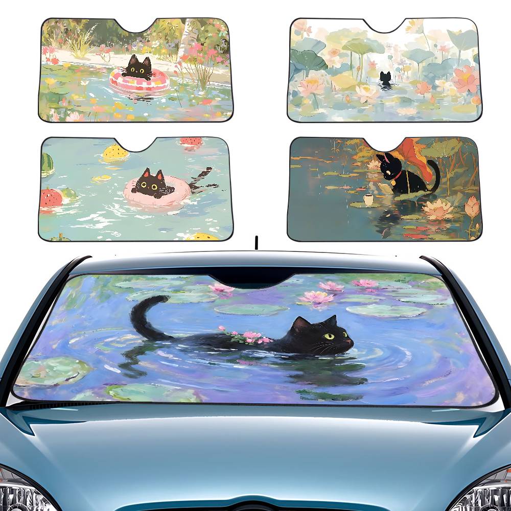 Cartoon Cat In Lotus Leaf Car  - Car Accessories Outside ulasan dan harga