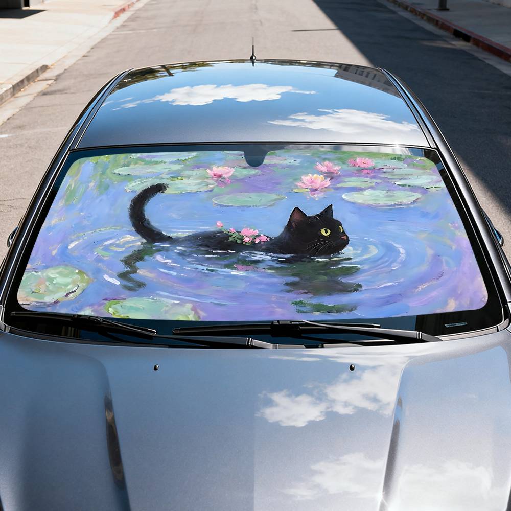 Cartoon Cat In Lotus Leaf Car  - Car Accessories Outside ulasan dan harga