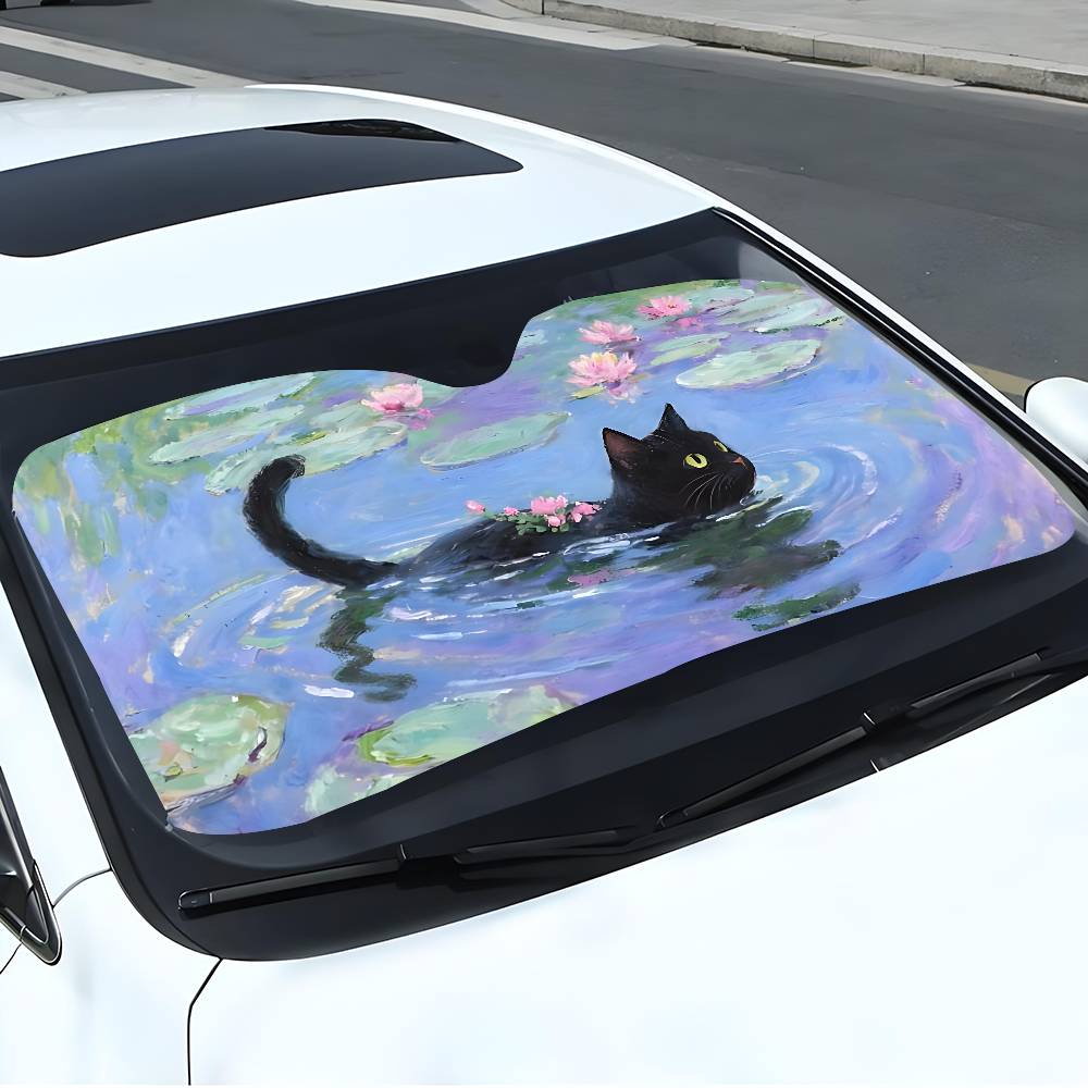Cartoon Cat In Lotus Leaf Car  - Car Accessories Outside ulasan dan harga
